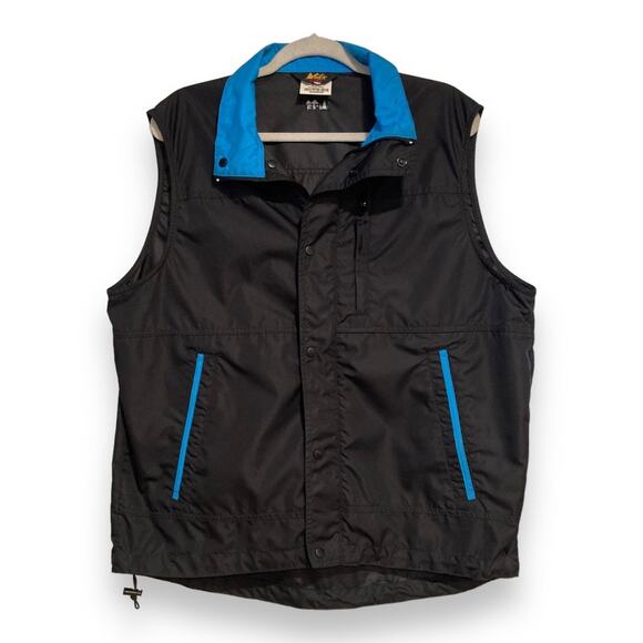 Mens REI Black Blue Unlined Polyester Zip Up Running Rainwear Vest Size Medium - Picture 1 of 15